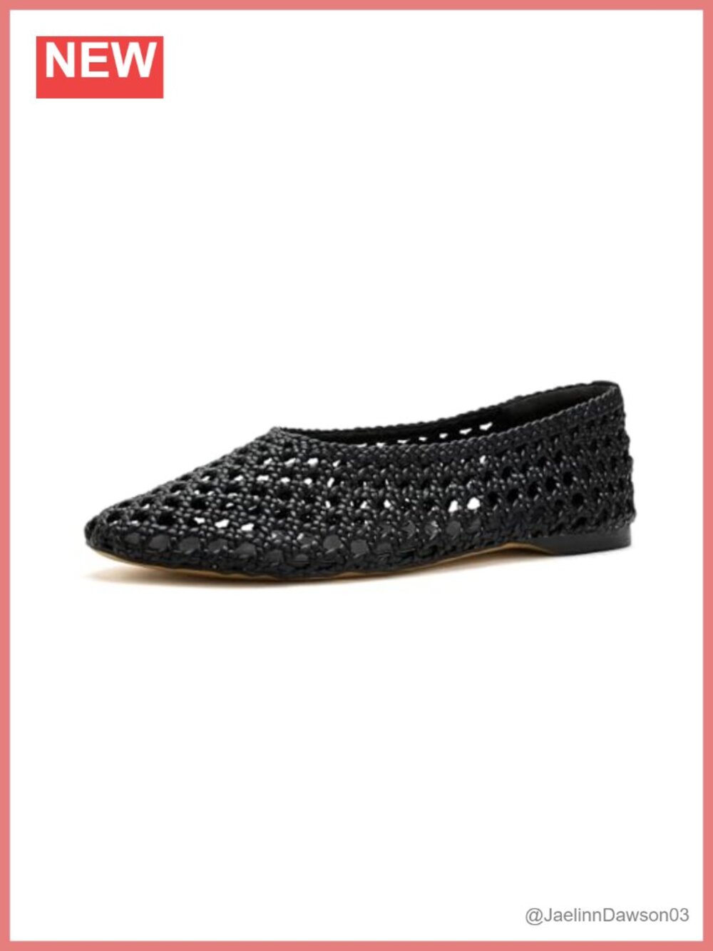 Woven Leather Slip-On Flats Square Toe Ballerina Shoes